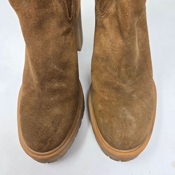 DOLCE VITA Caster H2O Cheslea Lug-Sole Platform Booties Size 8.5 Caramel Suede - Picture 4 of 13